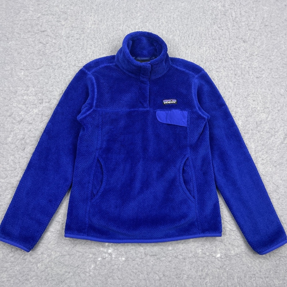 Patagonia Re-Tool Snap-T‎ Pullover Women's Small Royal Blue Pile Fleece Sweater